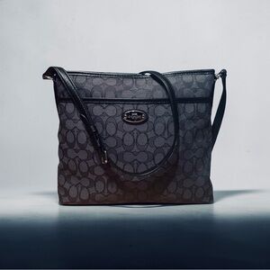 Coach Black Signature Jacquard Crossbody Bag. STUNNING!